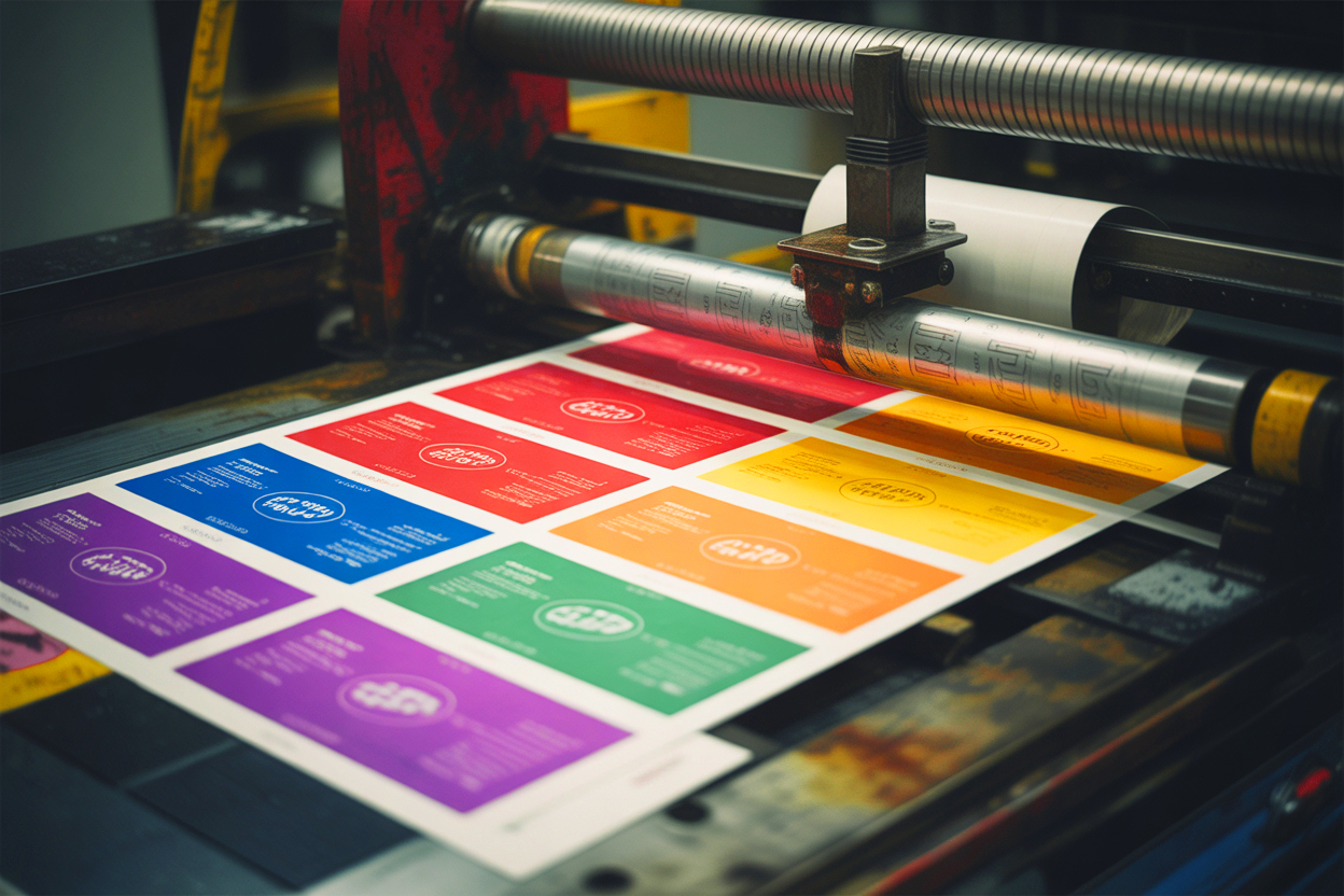 Simulação máquina flexográfica imprimindo